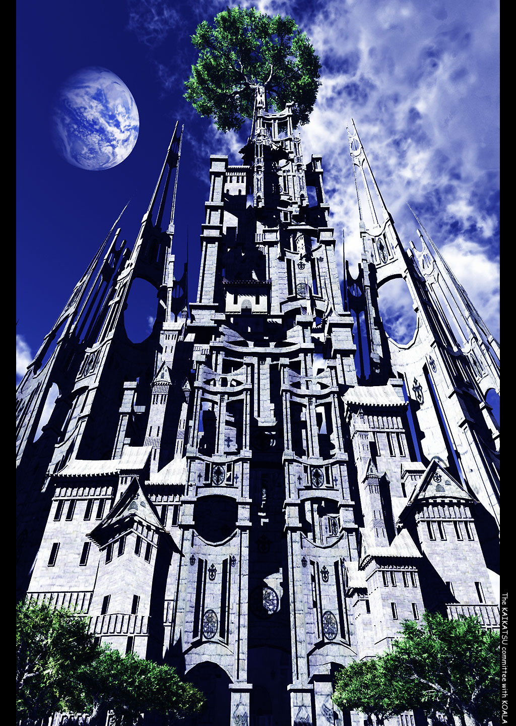 architecture, blue_sky, building, clouds, commentary_request, day, highres, koala_(kaikatsu)