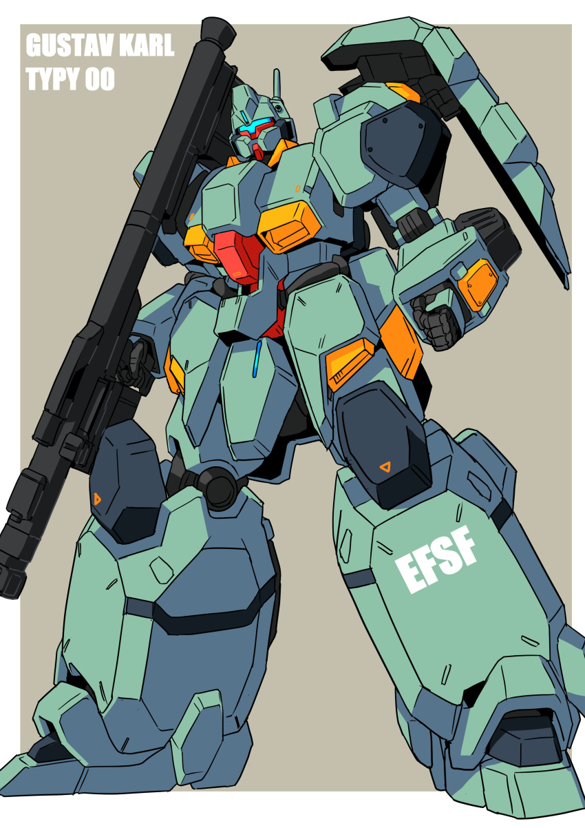 absurdres, bazooka_(gundam), blue_visor, character_name, color_variation, earth_federation_space_forces, full_body, goru_(glty07)