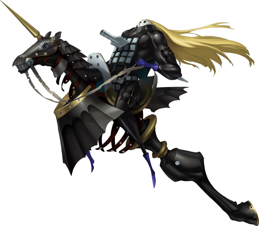 1boy, absurdres, blonde_hair, blue_boots, blue_gloves, boots, castor_(persona), full_body