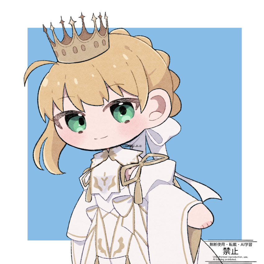 1girl, ahoge, amagi429114, amagi_o_o, artoria_pendragon_(fate), blonde_hair, blush, chibi