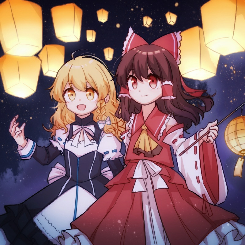 2girls, alternate_costume, ascot, back_bow, black_dress, blonde_hair, bow, bowtie