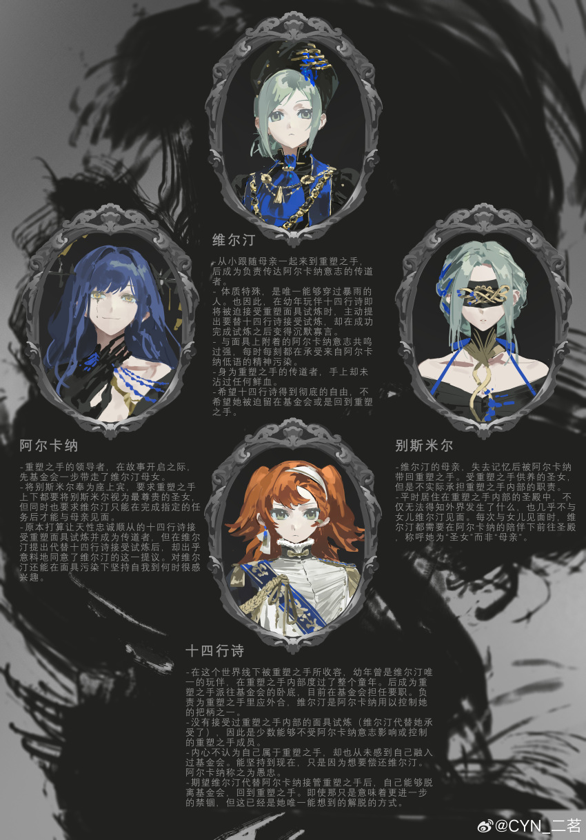 4girls, absurdres, alternate_costume, alternate_universe, arcana_(paradise_regained)_(reverse:1999), arcana_(reverse:1999), bare_shoulders, black_background