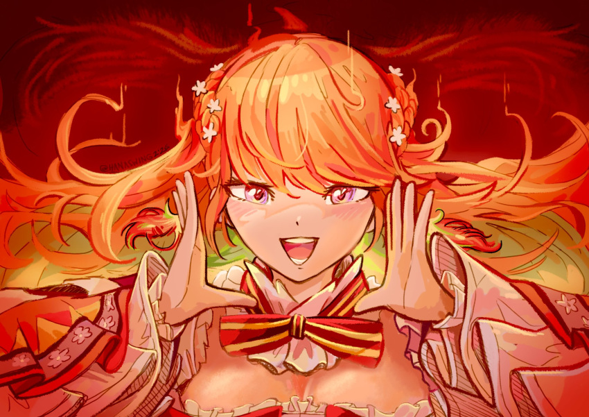 1girl, flower, hair_flower, hair_ornament, hanaswing, highres, hololive, hololive_english