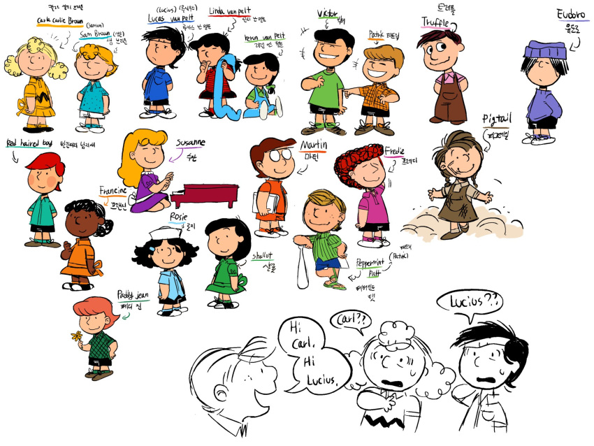 6+boys, 6+girls, baseball_bat, beanie, black_hair, blanket, blonde_hair, blue_shirt