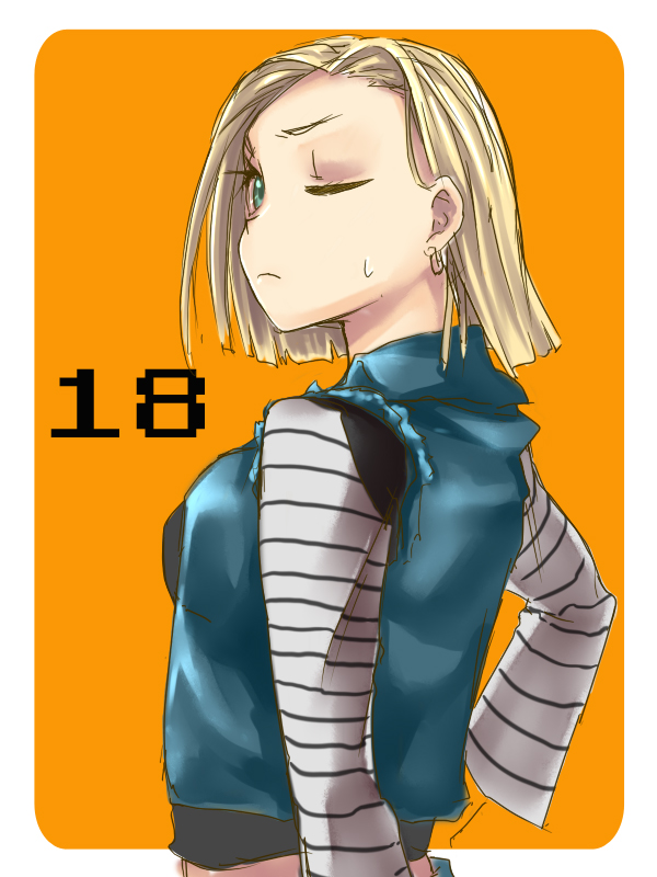 1girl, android_18, blonde_hair, blue_eyes, dragon_ball, dragon_ball_z, dragonball_z, ise_(studio_ibusos)