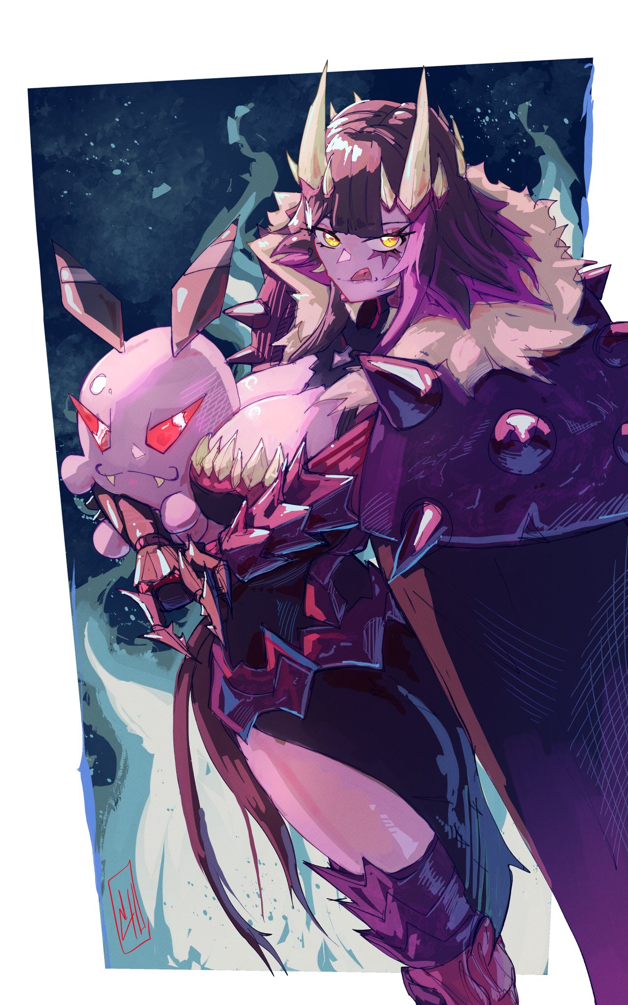 1girl, arthropod_girl, arthropod_limbs, black_hair, boutsoftheblind, breasts, cleavage_cutout, clothing_cutout
