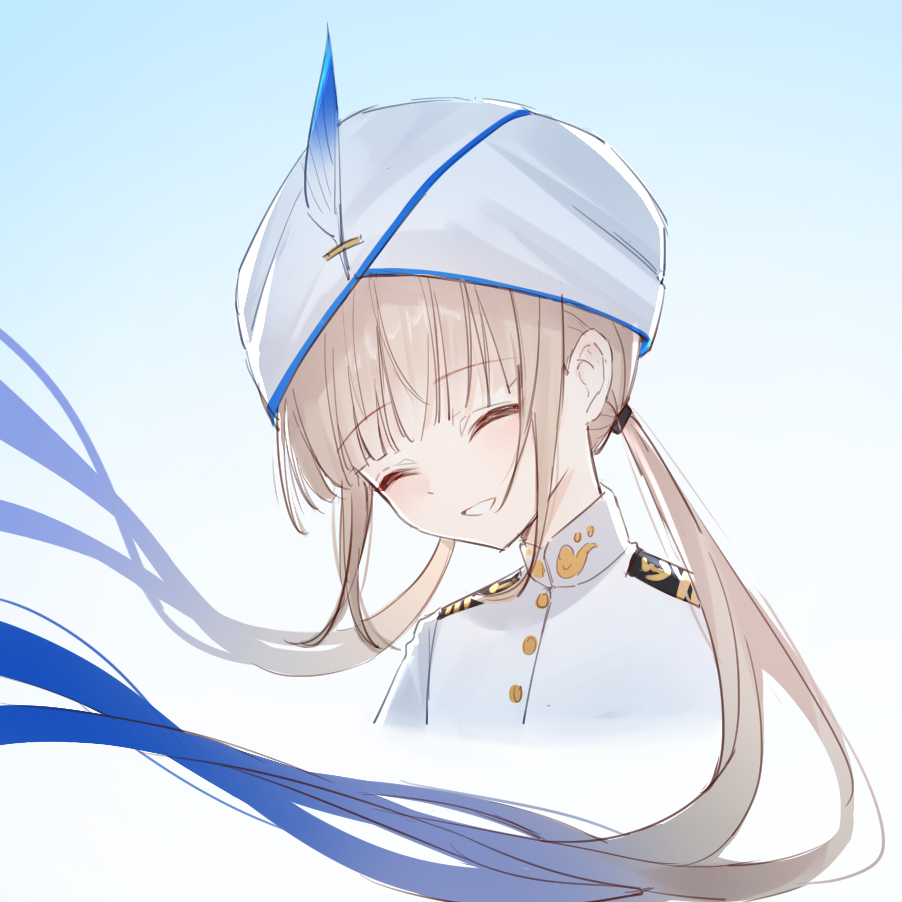1boy, androgynous, blonde_hair, blue_background, blue_hair, blunt_bangs, blush, border