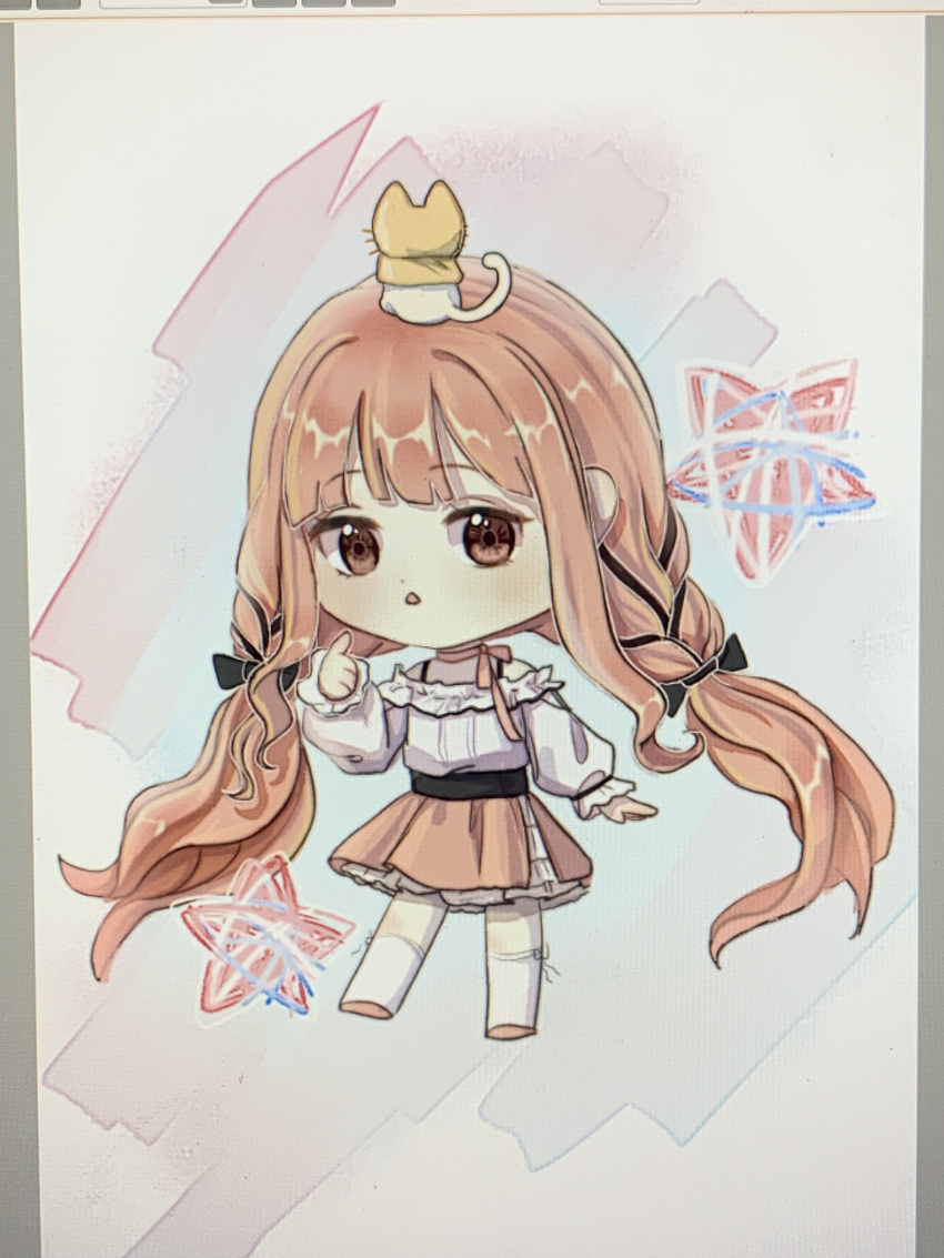 1girl, :o, absurdres, animal, animal_on_head, art_program_in_frame, belt, black_belt