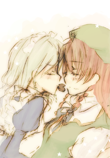 apron, braid, chocolate, closed_eyes, frills, hat, heart, hisame_(yumemaboroshi)
