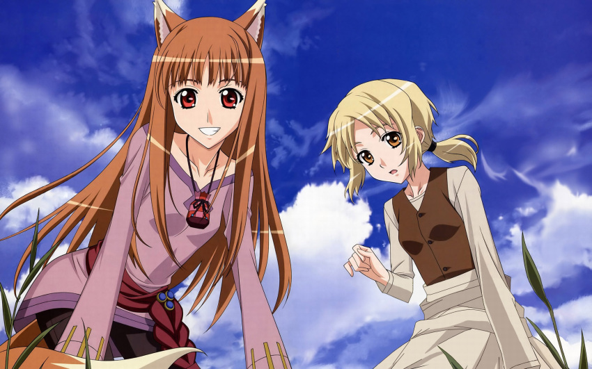 2girls, holo, multiple_girls, nora_arento, spice_and_wolf