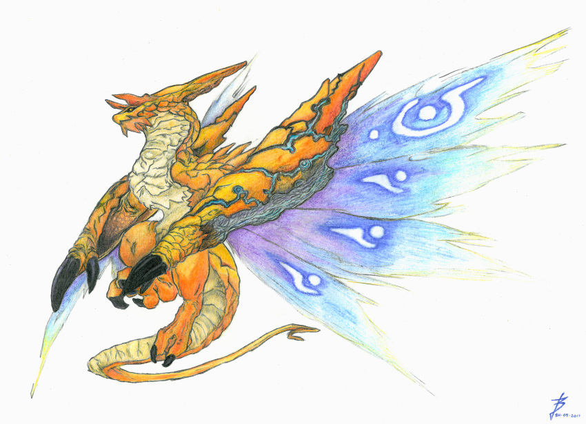 absurdres, alternate_form, breath_of_fire, breath_of_fire_iv, capcom, claws, crayon, dragon