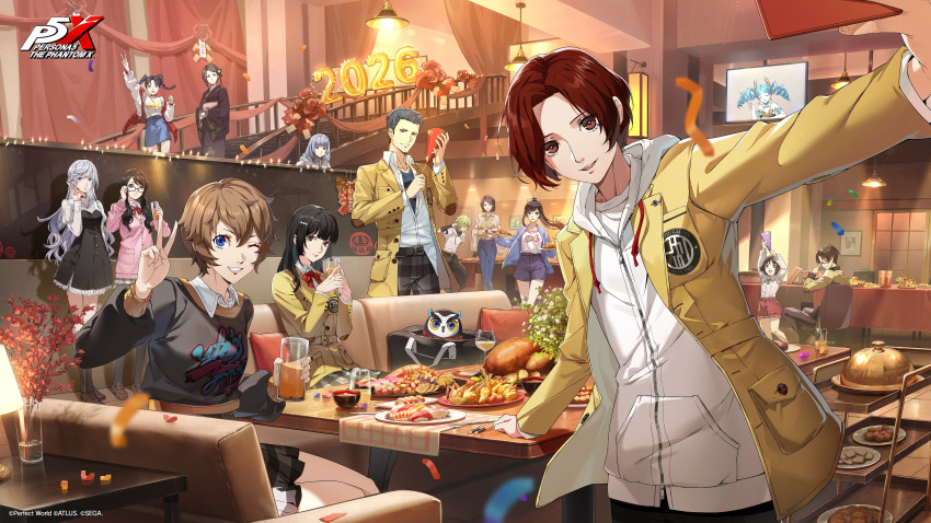 4boys, 6+girls, absurdres, arai_motoha, artist_request, black_hair, black_pantyhose, braid