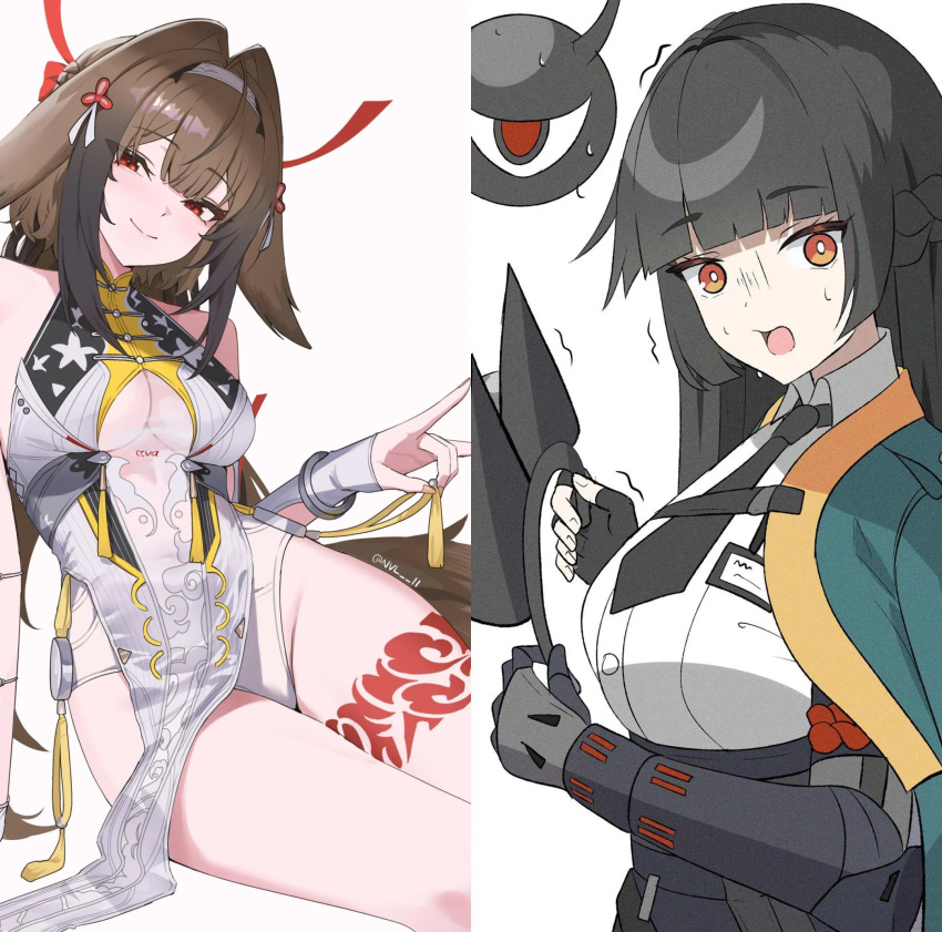 animal_ears, fake_animal_ears, hoshimi_miyabi, long_hair, multiple_girls, shocked, surprised, ye_shunguang