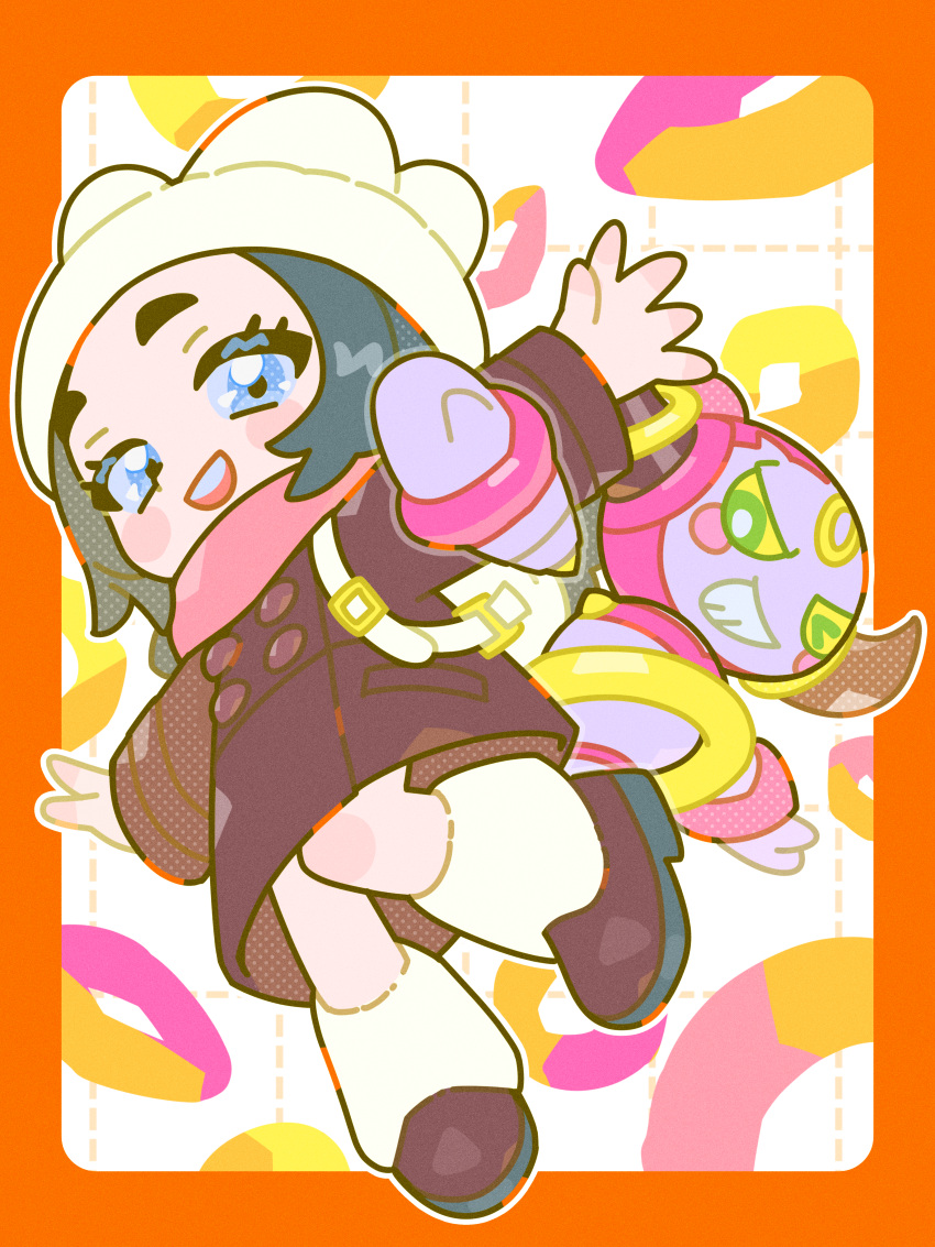 >_o, 1girl, absurdres, ansha_(pokemon), aqua_eyes, backpack, bag, black_hair