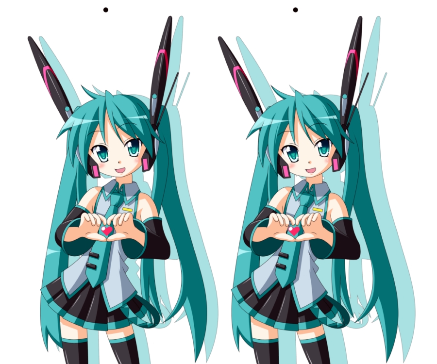 detached_sleeves, green_eyes, green_hair, hatsune_miku, hatsune_miku_(cosplay), heart, heart_hands, hiiragi_kagami