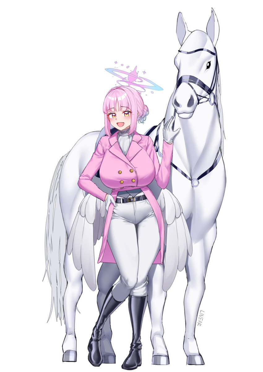 1girl, alternate_breast_size_(larger), animal, blue_archive, boots, breasts, commentary, english_commentary