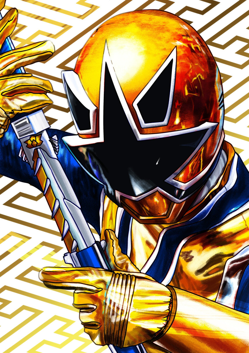 1boy, 4ze_meteor, absurdres, blue_bodysuit, bodysuit, commentary_request, gold_helmet, highres