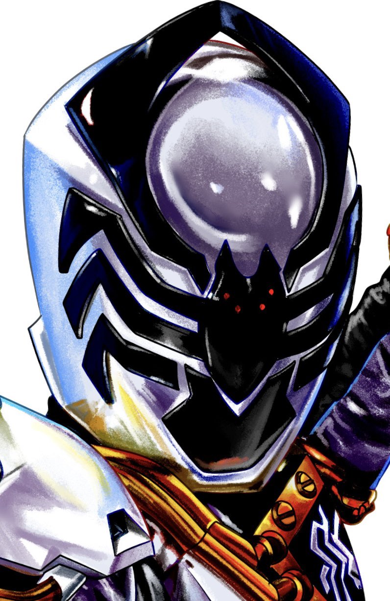 1boy, 4ze_meteor, commentary, helmet, highres, male_focus, ohsama_sentai_king-ohger, shoulder_pads