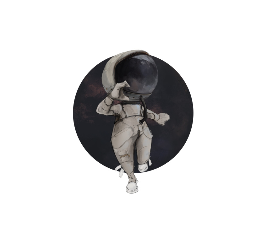 1other, absurdres, asterion_(shadow_slave), astronaut, chibi, chibi_only, covered_face, full_body