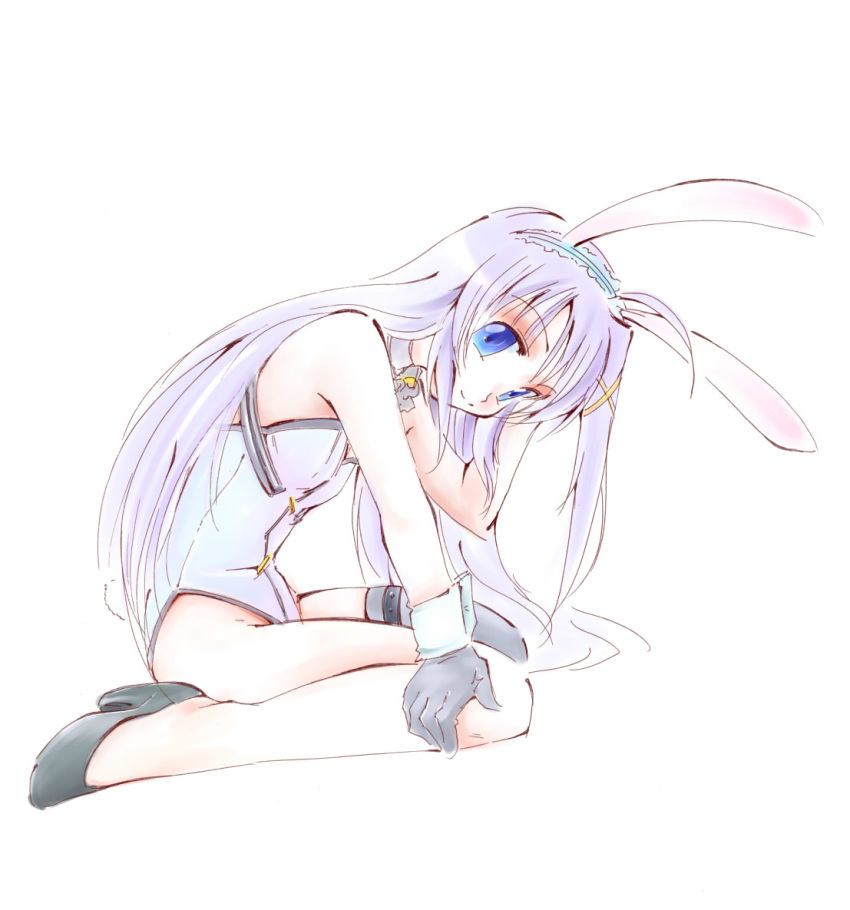 asymmetrical_clothes, asymmetrical_clothing, blue_eyes, bunny_ears, bunnysuit, gloves, jason_(kaiten_kussaku_kikou), jiei_son