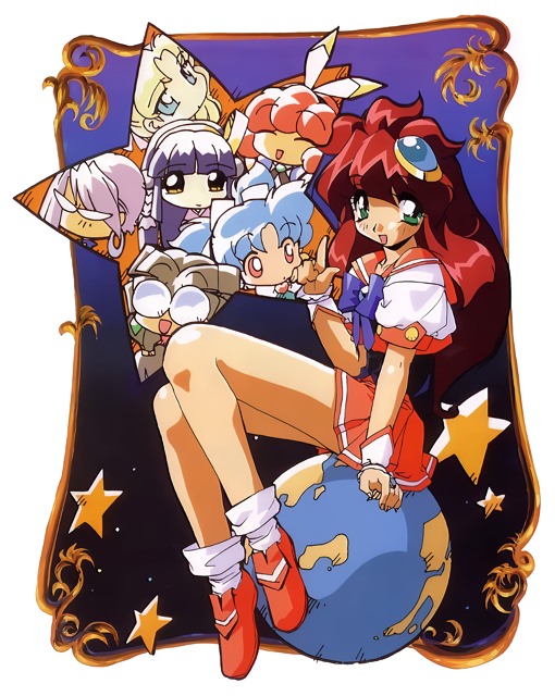 6+girls, black_hair, blonde_hair, blue_hair, brown_hair, corvette_hiyards, hair_ornament, idol_project