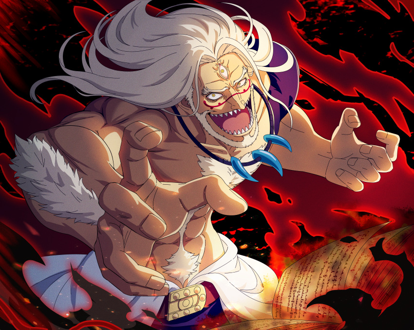 1boy, abs, absurdres, arm_hair, beard, black_clover, black_clover_m:_rise_of_the_wizard_king, blonde_hair