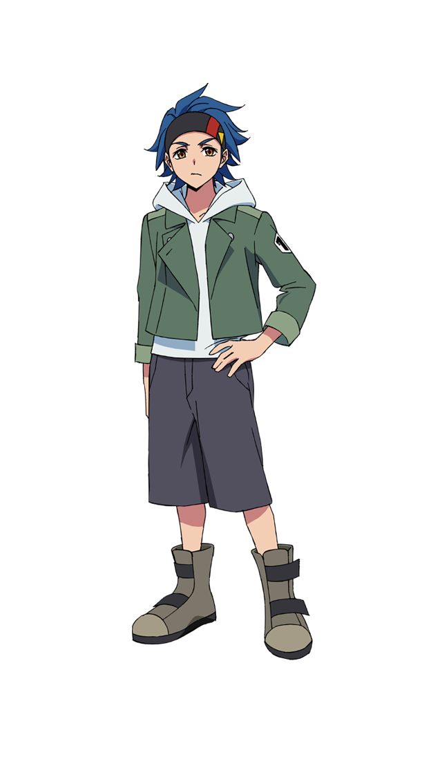 1boy, black_hairband, black_shorts, blue_hair, boots, commentary_request, digimon, digimon_beatbreak