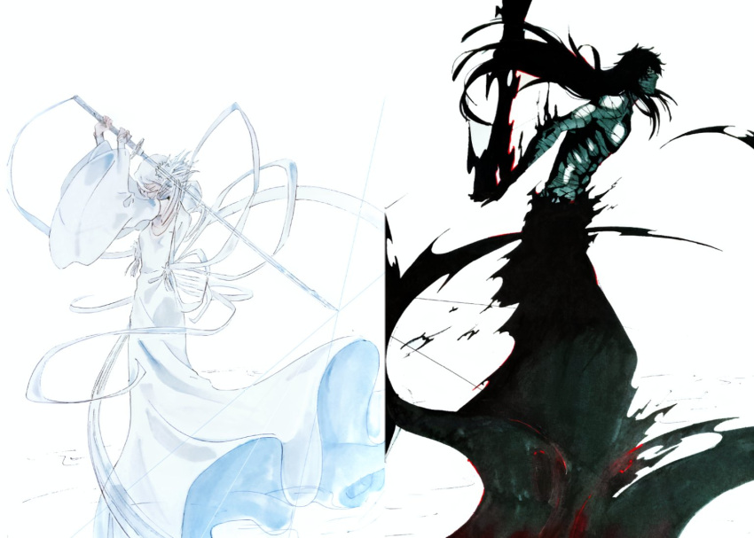 1boy, 1girl, 31ulkubo, alternate_form, bandage_on_neck, bandaged_chest, bandaged_torso, bandages_over_mouth