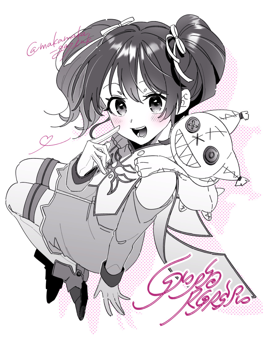 1girl, anise_tatlin, bare_shoulders, black_hair, blush, boots, commentary, dress