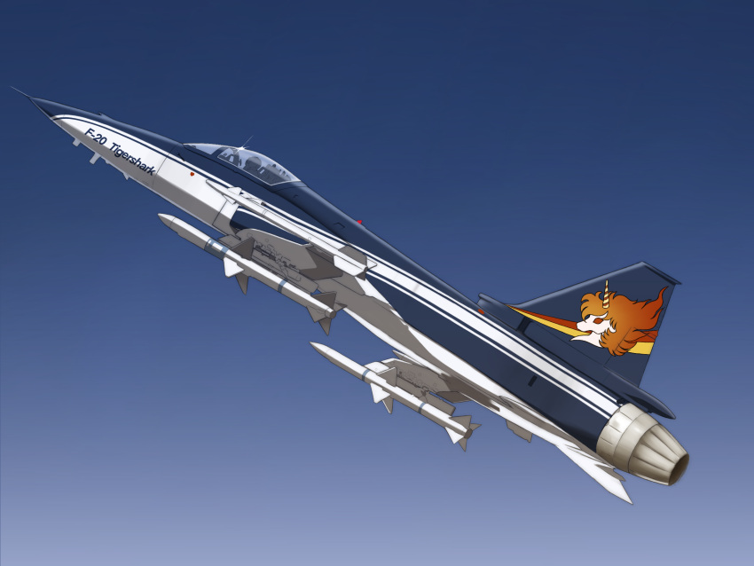 aim-120_amraam, aircraft, airplane, area_88, blue_sky, commentary_request, f-20_tigershark, fighter_jet