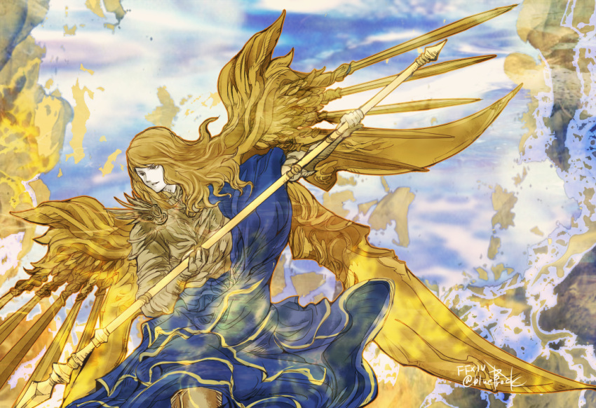 1boy, armor, bishounen, blonde_hair, commentary, copyright_name, english_commentary, final_fantasy