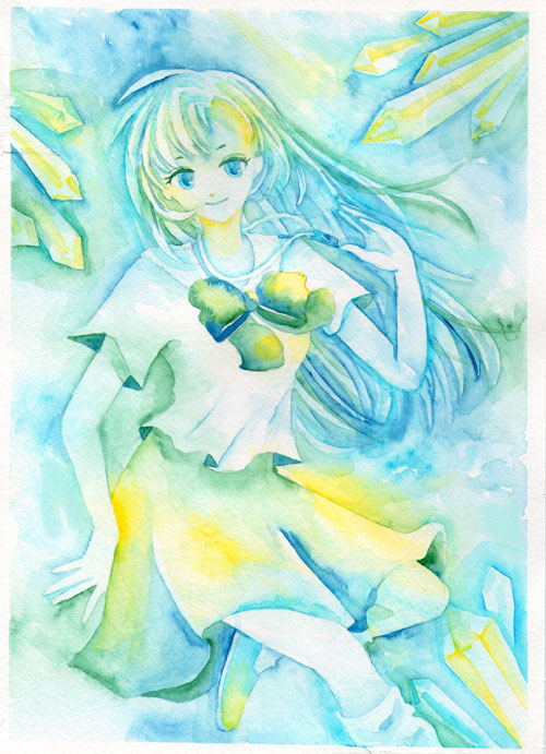 ion_(manga), sa-ya, school_uniform, solo, traditional_media, tsuburagi_ion, watercolor_(medium)