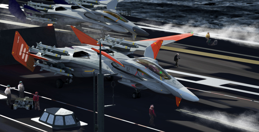 6+boys, ace_combat, aircraft, aircraft_carrier, aircraft_marshaller, airplane, antares_cao, canards