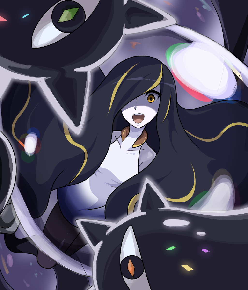 1girl, bare_shoulders, black_hair, blonde_hair, breasts, collarbone, commentary, dress