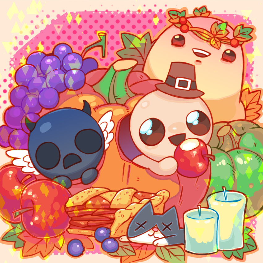 3boys, :d, apollyon_(the_binding_of_isaac), apple, artist_request, autumn, autumn_leaves, bald