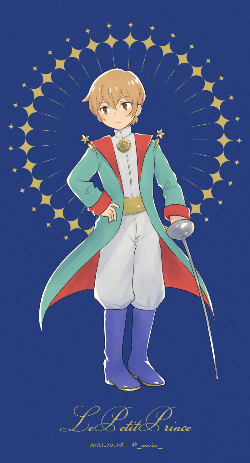 1boy, blue_boots, boku_dake_ga_inai_machi, boots, brown_eyes, brown_hair, closed_mouth, coat