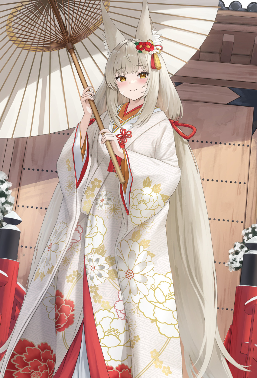 1girl, absurdres, alternate_costume, animal_ears, bonbon1402336, commentary_request, highres, japanese_clothes