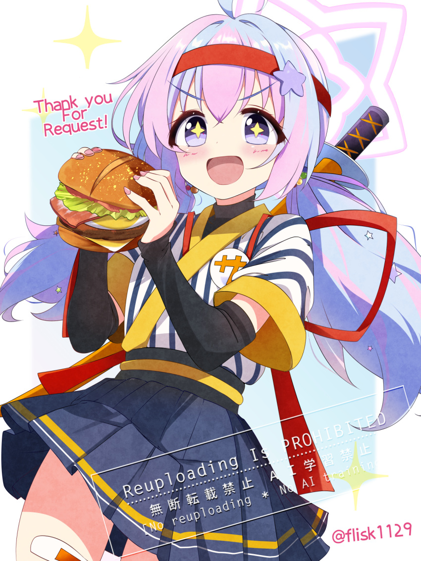 +_+, 1girl, :d, ahoge, back_bow, badge, bandaid, bandaid_on_leg