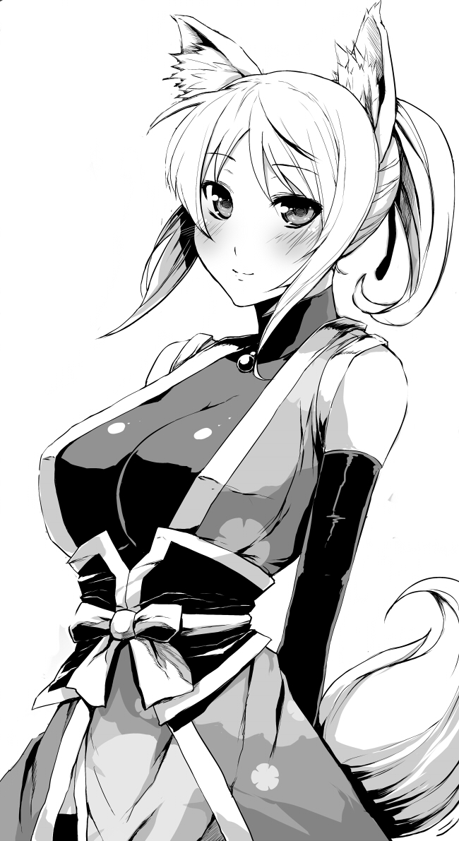 bad_id, blush, breasts, dog_days, dog_ears, dog_tail, erobouzu, fox_ears