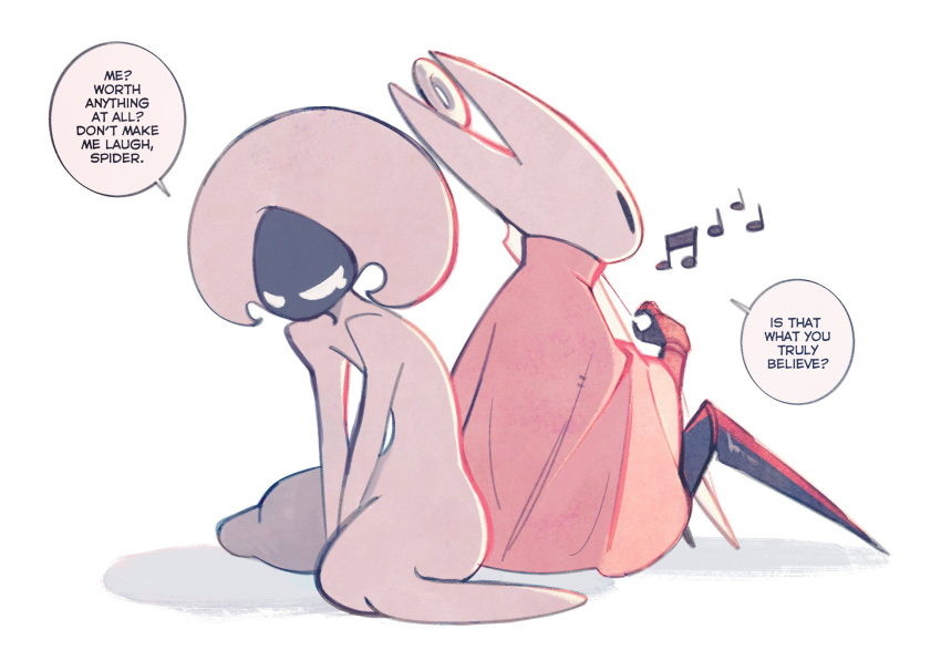 2girls, ange_(angeban93), arthropod_girl, back-to-back, black_eyes, black_skin, blank_eyes, bodysuit