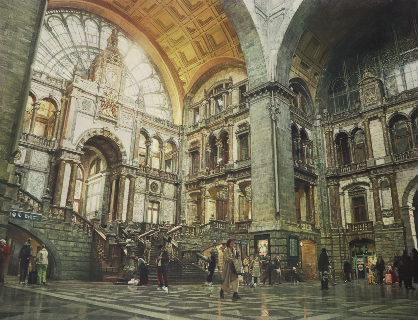 6+boys, 6+girls, antwerp, arch, balcony, baluster, belgium, brick_wall