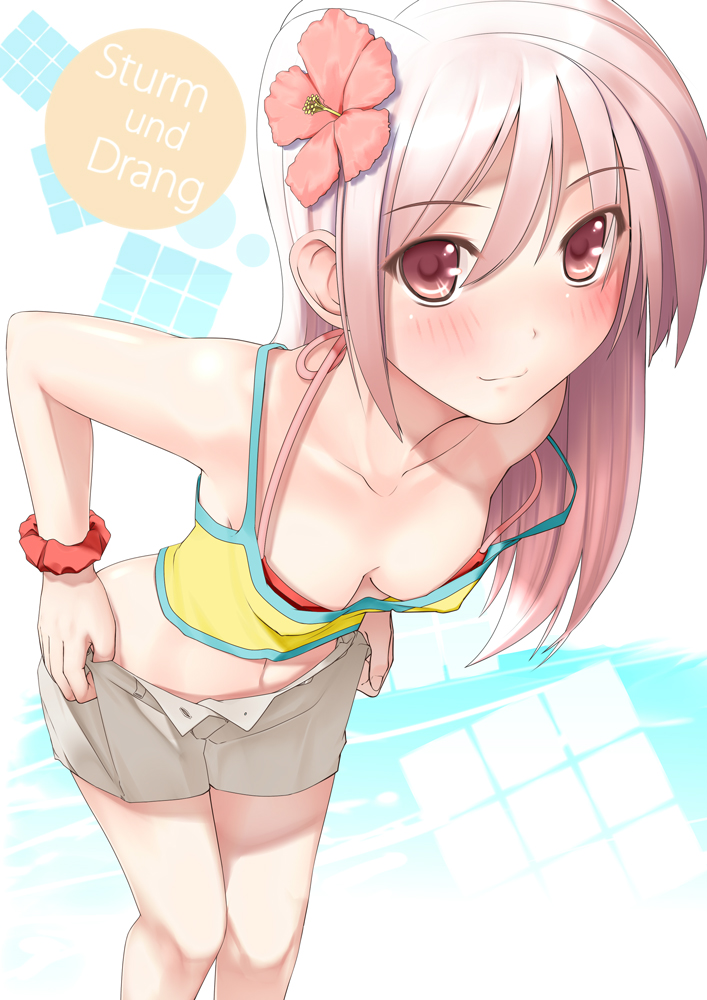 1girl, blush, breasts, camisole, cleavage, collarbone, down_blouse, face