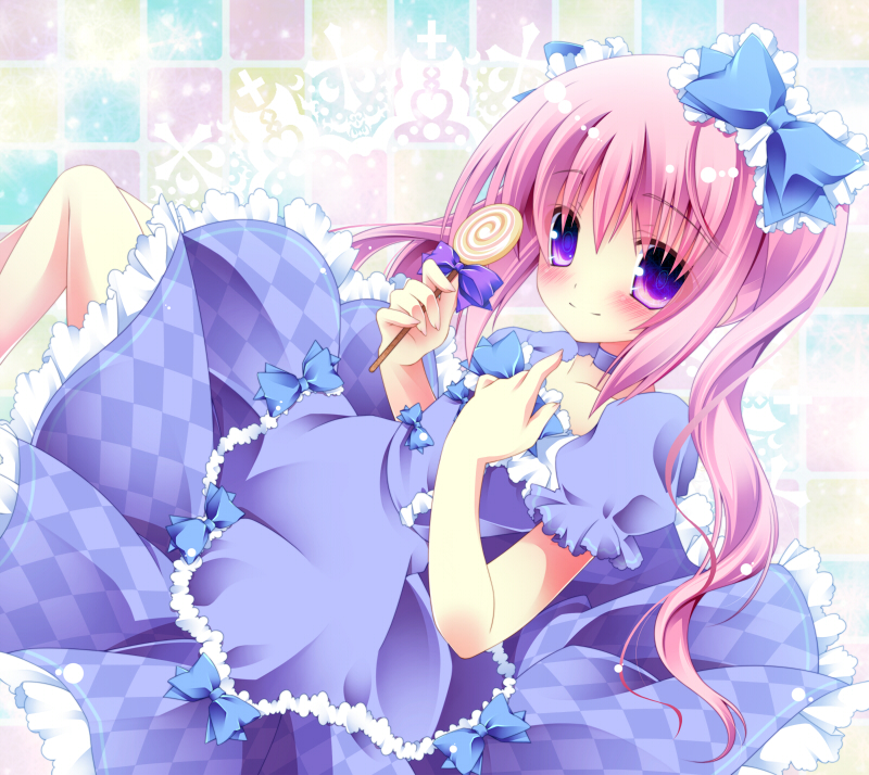 argyle, bad_id, bow, candy, checkered, checkered_background, choker, dress