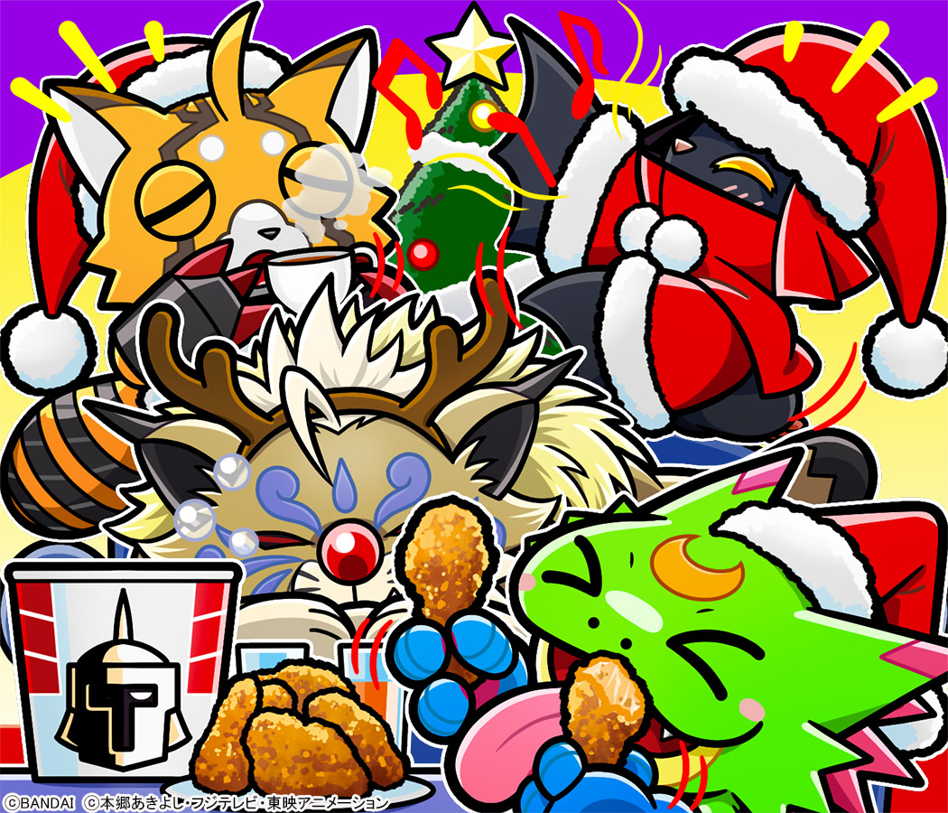 >_<, bat_(animal), cat, centalmon, chicken_wing, chiropmon, christmas, cougarmon