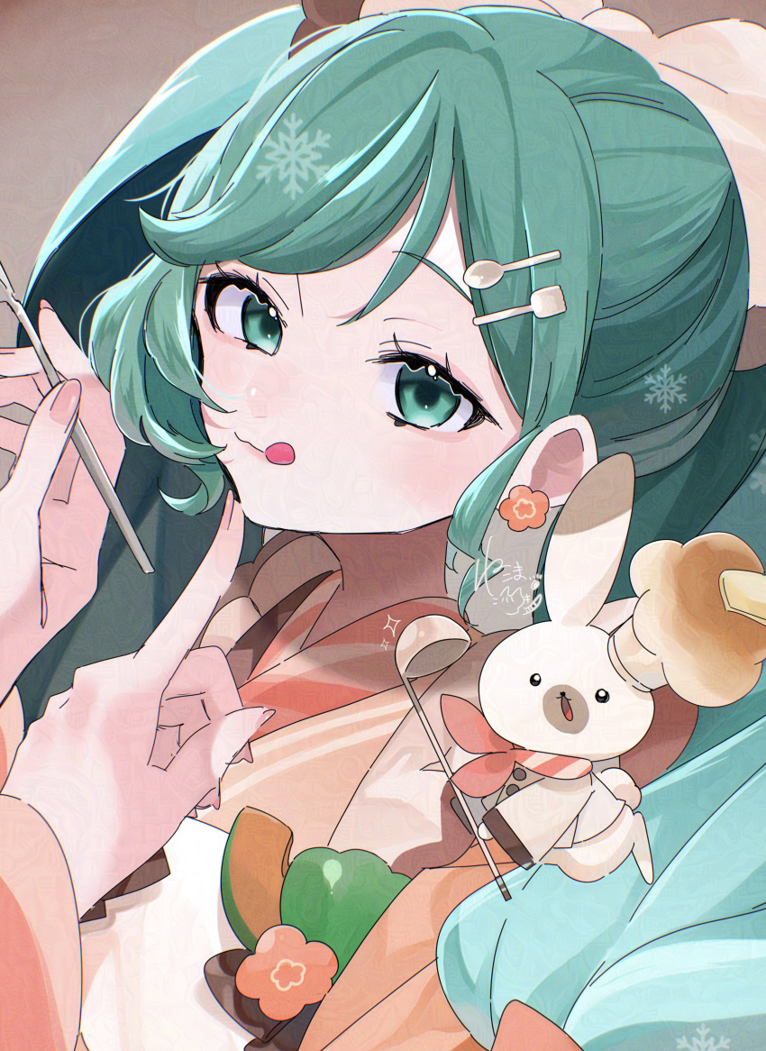 1girl, absurdres, akita_aaa, apron, bow, chef_hat, commentary_request, fingernails