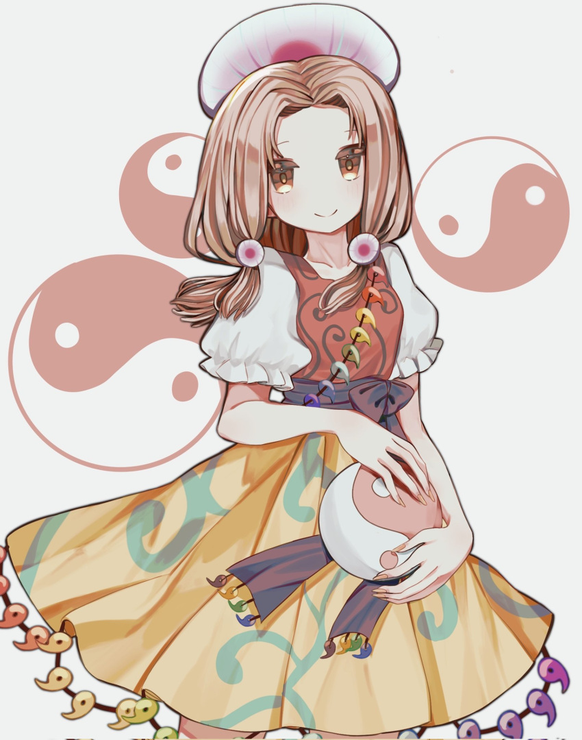1girl, blonde_hair, commentary_request, highres, jewelry, long_hair, magatama, magatama_necklace