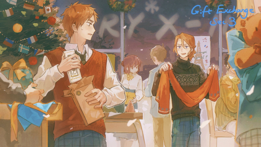 1girl, 3boys, 3others, absurdres, axis_powers_hetalia, blonde_hair, blue_eyes, brown_hair