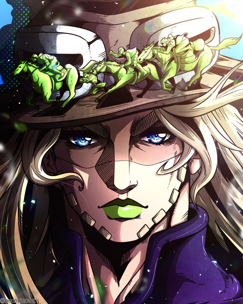 5boys, absurdres, argyle_clothes, argyle_sweater, beard, blue_eyes, boots, brown_hair