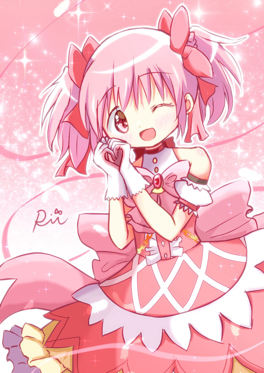 1girl, blush, commentary_request, crescent_0039, dress, feet_out_of_frame, gloves, highres