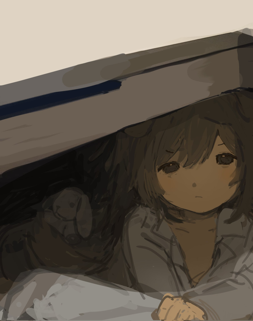 1girl, animal_ears, black_eyes, brown_hair, colored_skin, dog, dog_ears, dog_girl